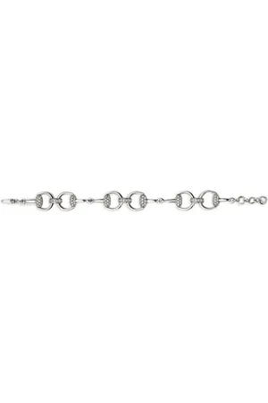 Gucci 18kt witgouden Horsebit armband met diamant