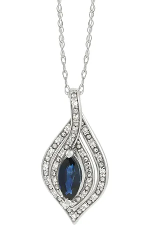 LB Exclusive 14kt witgouden halsketting met saffier en diamant