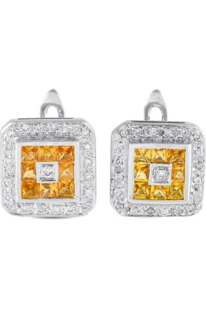 LB Exclusive 14kt witgouden oorbellen met diamant en saffier