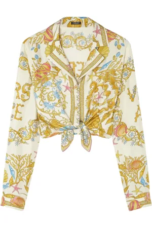 VERSACE Underwater Barocco blouse met gestrikte voorkant
