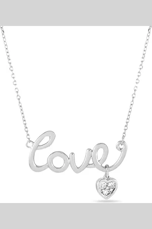 LB Exclusive 14kt witgouden Love halsketting met diamant