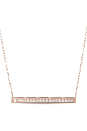 LB Exclusive 14kt roségouden Bar halsketting met diamant