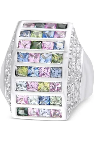 LB Exclusive 18kt witgouden ring met saffier en diamant