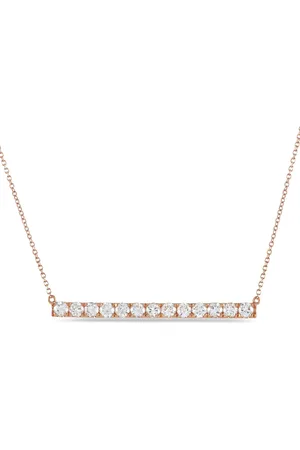 LB Exclusive 18kt roségouden Bar halsketting met diamant
