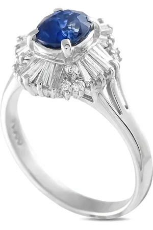 LB Exclusive Ballerina platinum ring met saffier en diamant