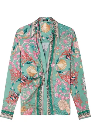 VERSACE Wikkelblouse met bloemenprint