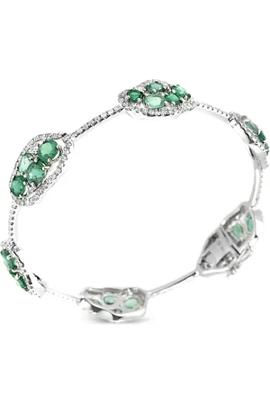 LB Exclusive 18kt witgouden armband met diamant en smaragd