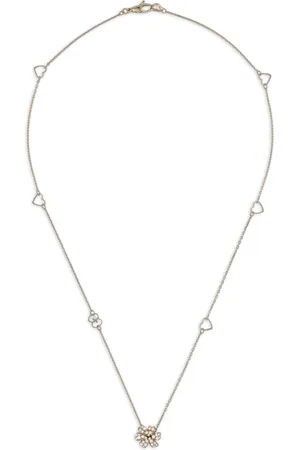 Gucci 18kt witgouden halsketting met diamant en parelmoer