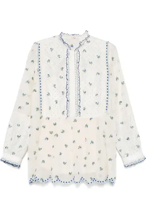 PÉRO Shirt met geborduurde bloemen
