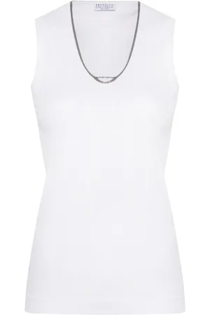 Brunello Cucinelli Satijnen tanktop met moniliketting