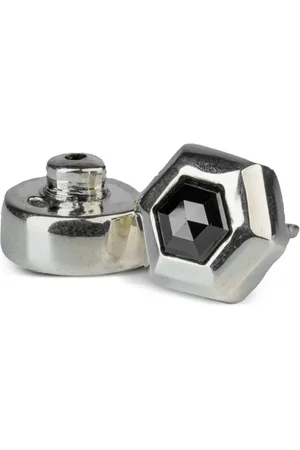 PARTS OF FOUR Sterling zilveren oorring met zwarte diamant