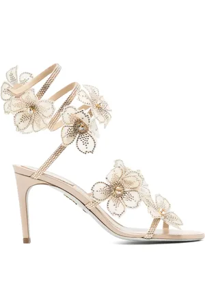 RENE CAOVILLA 80 mm Peach Flower sandalen