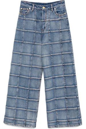Cynthia Rowley Windowpane jeans met wijde pijpen
