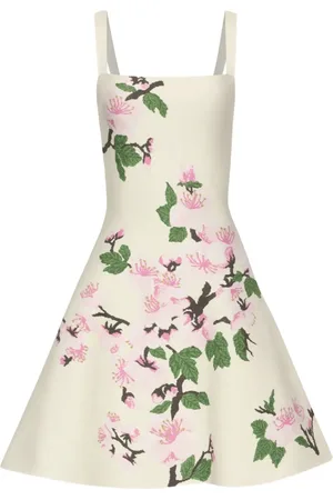 Oscar de la Renta Jurk met bloemen jacquard