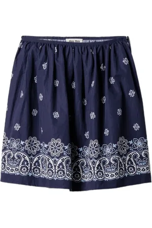 Miu Miu Cornflower gesmockte popeline rok