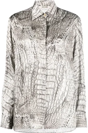 Roberto Cavalli Blouse met krokodillenprint