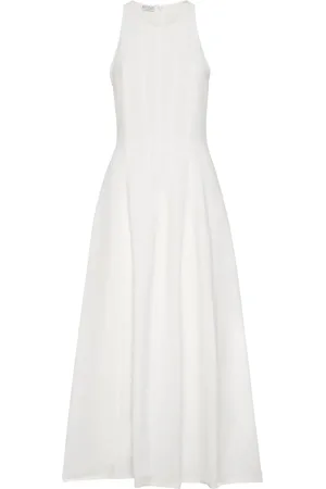 Brunello Cucinelli Geplooide mouwloze maxi