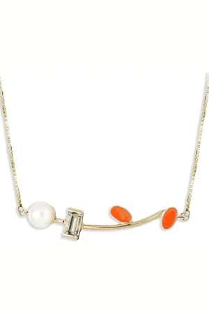 Aliita 18kt geelgouden Petalos halsketting met citrien en parel