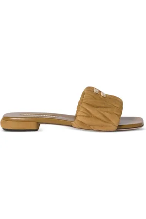 Miu Miu Matelassé suède slippers