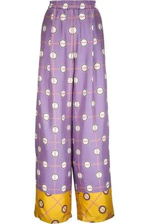 ODEEH Broek met geometrisch patroon en wijde pijpen