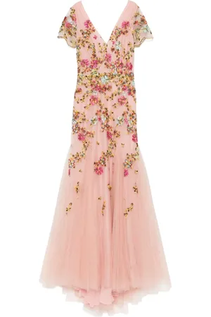 Costarellos Embroidered tulle midi dress