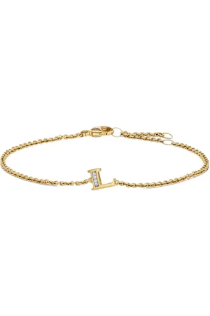 David Yurman 18kt geelgouden Petite Pavé Initial armband met diamanten