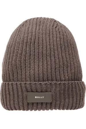 Bally Geribbelde muts met logopatch