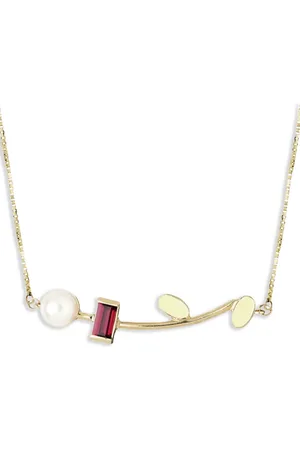Aliita 18kt geelgouden Petalos halsketting met citrien en parel
