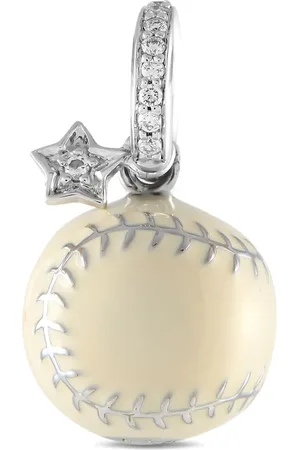 Aaron Basha 18kt witgouden Softball bedel met diamant