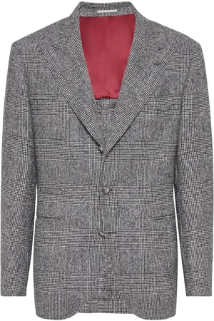 Brunello Cucinelli Geruite blazer met enkele rij knopen