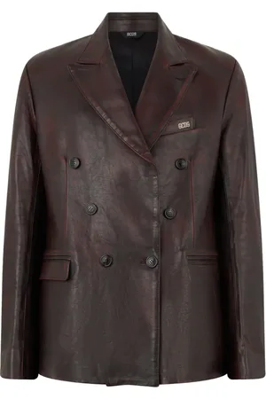 GCDS Leren blazer met dubbele rij knopen