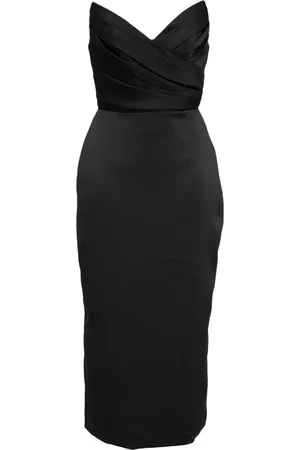 Amsale Gedrapeerde strapless cocktailjurk