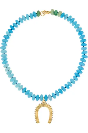 Adina Reyter 14kt geelgouden halsketting met diamant en jade
