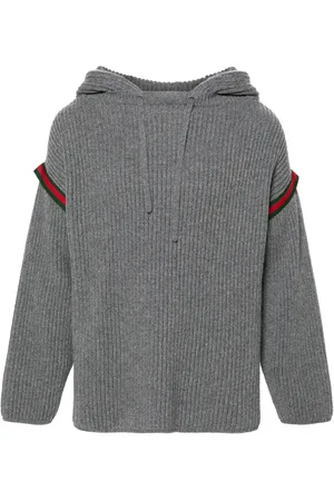 Gucci Geribbelde hoodie met web