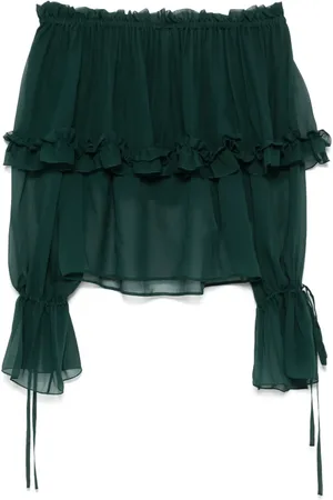 Saint Laurent Zijden blouse met ruches