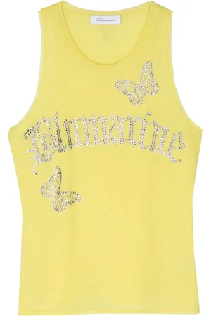 BLUMARINE Mesh tanktop met logo van stras