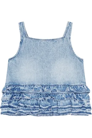 Ganni Denim top met ruches