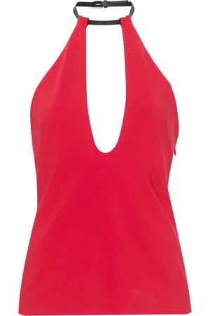 The Attico Blouse met halternek en gespsluiting