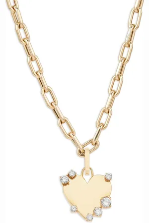 Adina Reyter X YSE Beauty 14kt geelgouden Dog Tag halsketting met diamant