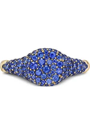 David Yurman 18kt geelgouden Petite Pavé ring met saffier (7 mm)