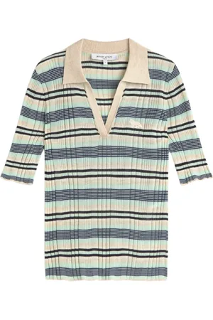 Maison Kitsuné Fijngeribbeld gestreepte poloshirt