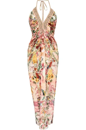 Camilla Gesmockte jersey jurk met V