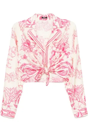 VERSACE Underwater Barocco geknoopte cropped blouse