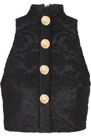 Balmain Top met barokprint en knopen