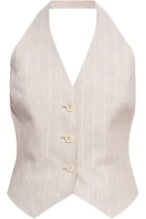 Max Mara Gilet met halternek en krijtstreep