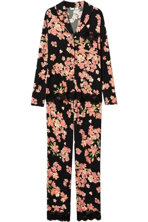 Twin-Set Pyjama met kanten afwerking en print