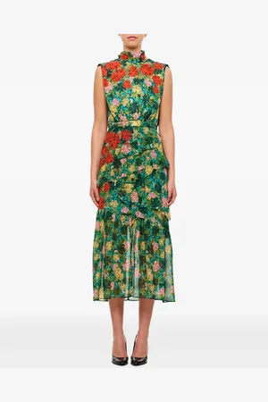 SALONI Jurk met bloemenprint en ruches