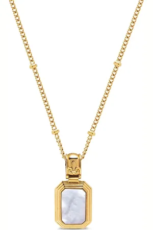 Nialaya 18kt vergulde halsketting met parel en onyx