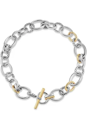 David Yurman 18kt geelgouden DY Mercer halsketting met diamant (25 mm)