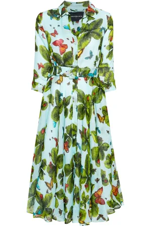 SAMANTHA SUNG Aster jurk met klaverprint